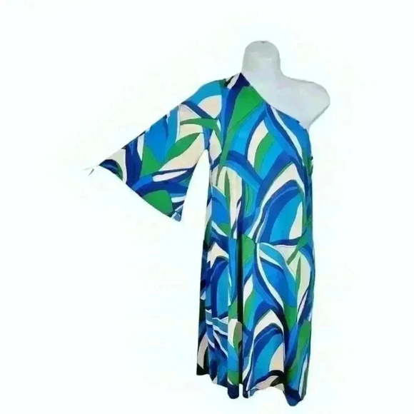 SEE YOU IN MIAMI Womans ONE SLEEVE Dress STRETCH Multi Color Colorful size S/M - Picture 3 of 6